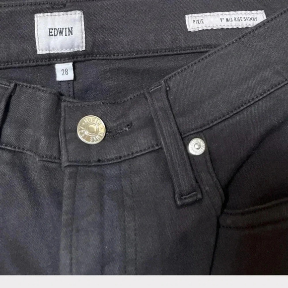 Edwin Women's 28 Pixie Mid Rise Skinny Ankle Jeans in Black Denim - Picture 5 of 8
